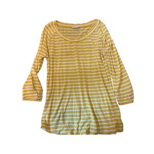 Banana Republic Yellow & White Striped Modal Blend Tunic Top XL Casual Work